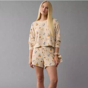 NEW American Eagle Peanuts Fall Pumpkin Plush Snoopy & Woodstock PJ Set XXL